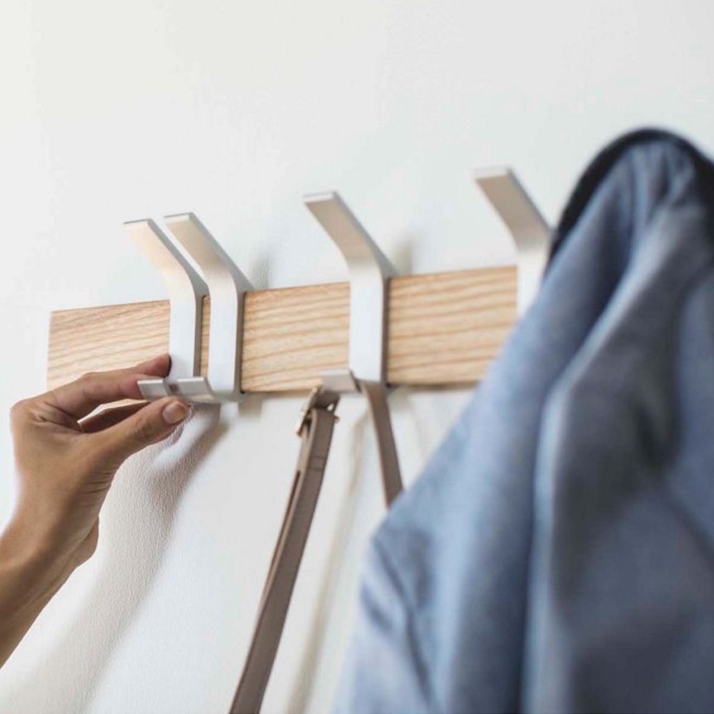 New! Yamazaki Wall-Mounted Coat Hanger in Natural/Nickle - Picture 4 of 4